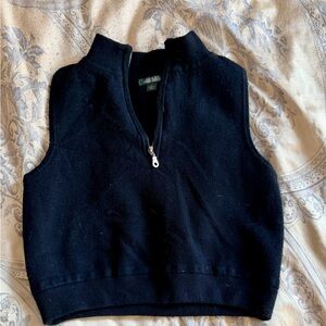Black Sleeveless Zip-Up Crop Top